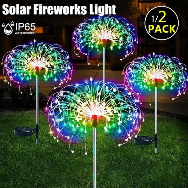 (1/2/4Packs)2023 Upgraded Solar Firework Light, Multi Color Outdoor