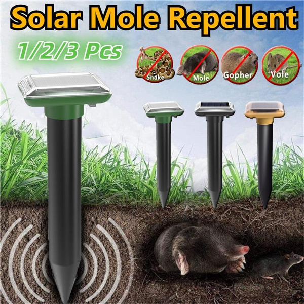 1/2/3 Pcs Rodent Mole Repellent Solar Powered Waterproof Solar Mole ...