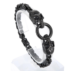 Steel, mensskullheadbracelet, Head, stainlesssteelkingchainbyzantinechainbracelet