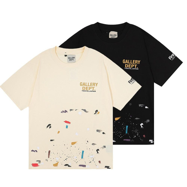 Summer New High Street GALLERY DEPT Letter Graffiti Round Neck  Short-sleeved T-shirt Gallery Dept Hoodie