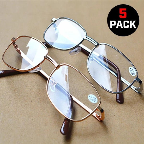 Square Metal Frame Reading Glasses Antifatigue Fashion High Definition