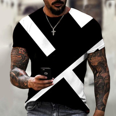 Shorts, tshirt men, Black And White, Tops