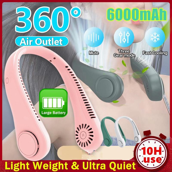 Best Portable Neck Fan 2023, 6000mAh Foldable Bladeless Neck Fans Portable Rechargeable, 3