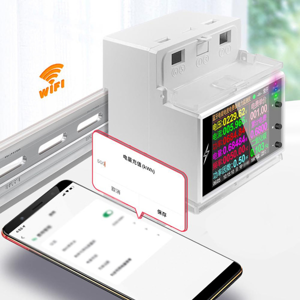 BT Version Intelligent 2P Electricity Power Monitor DIN-rail Mounting ...
