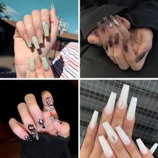 butterfly, fullcovernailtip, pressonnail, blackbutterflydetachablelongballerinafalsenail