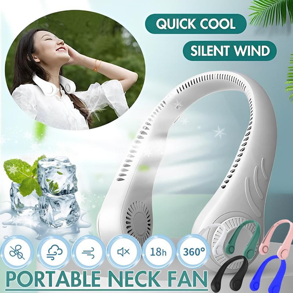 Neck Fan 6000mAh Foldable Neck Fan LED Display 360°Cooling Airflow USB ...