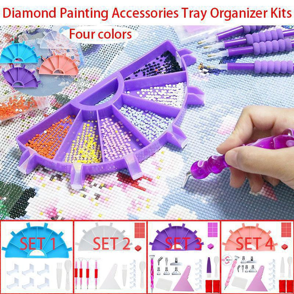 Diamond Painting Accessories Tray Organizer Kits,6 Grid Palette Holder for  5D Diamond Painting Storage Kits,Nail Art Beading Plates Cross Stitch Tools