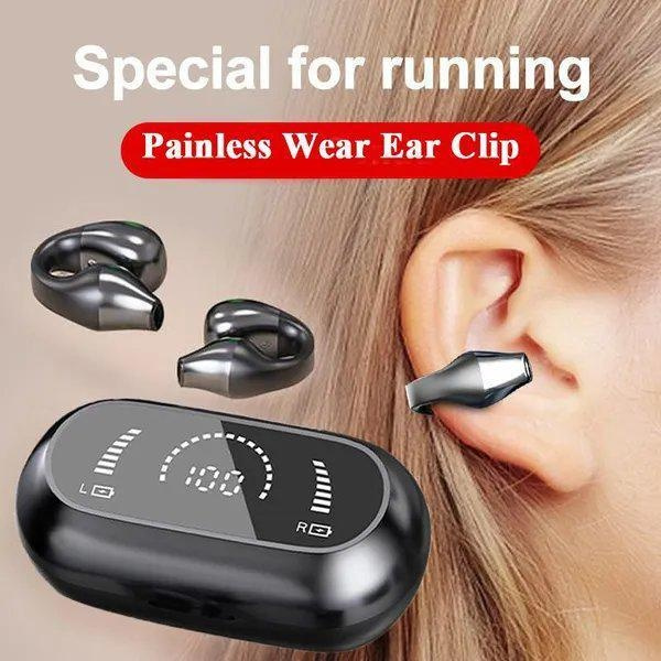 2024 New Wireless Bluetooth 5.2 Headset Automatic Ear Clip Earhook Bluetooth Earphones 9D HIFI Gaming Wireless Earbuds with Microphone for Outdoor