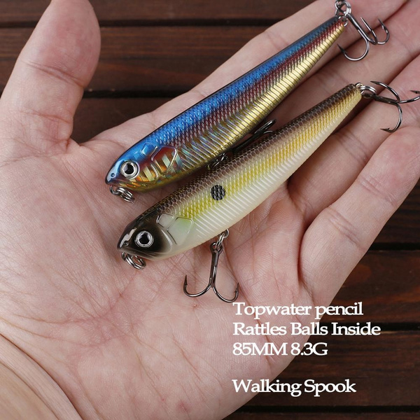 85MM 8.3G Walking Spook Artificial Hard Topwater Baits Rattles Pencil Fishing  Lures For Bass Fishing Tackle