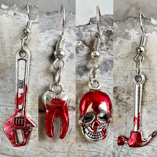 Halloween Skeleton Drop Earrings Vintage Punk Skull Dangle Earrings Jewelry  Gift | eBay