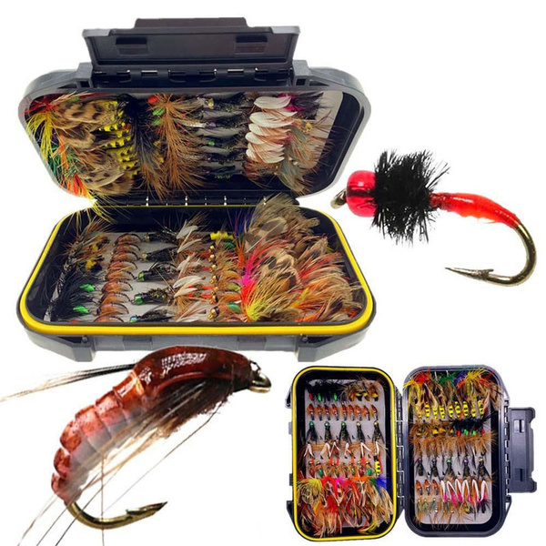 Fly Fishing Flies Assortment Kit 24/48/72/100/114Pcs Dry Wet Nyphms ...