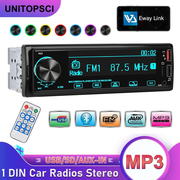UNITOPSCI 1DIN InDash Digital Car Radios MP3 Player Remote Control