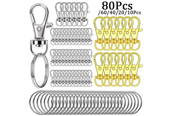 40PCS Premium Swivel Lanyard Snap Hook with Key Rings, Metal Hooks