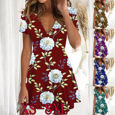 Summer, printeddre, Floral print, short dress