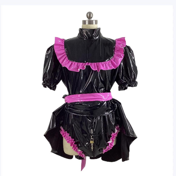 Unisex Exotic PVC Raves Cosplay Lockable Maid Bodysuit Short Bubble ...