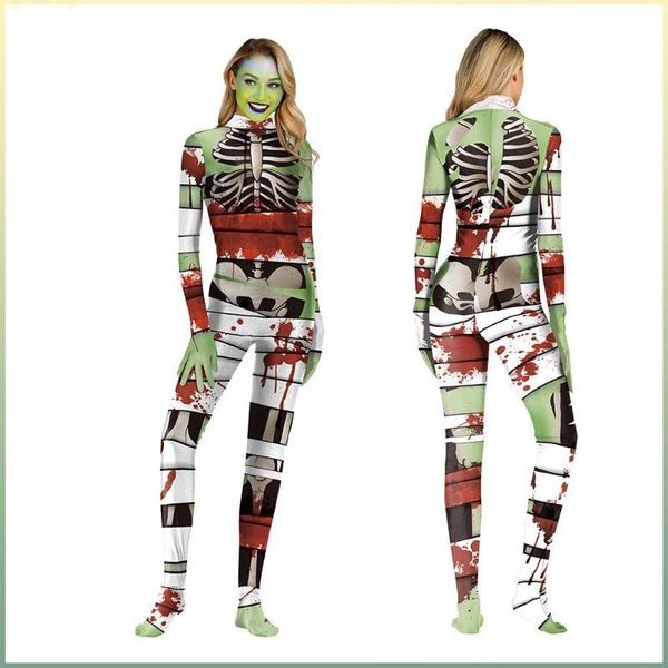 Halloween Costume 2023 New Skeleton Frame 3d Digital Printing Slim Fit One Piece Popular 