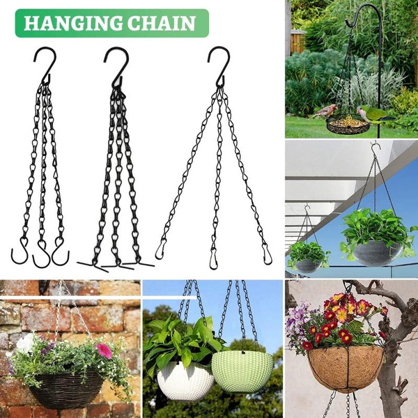 40cm Imitation Rattan Hanging Basket Flower Pot Chain With 3 Hooks