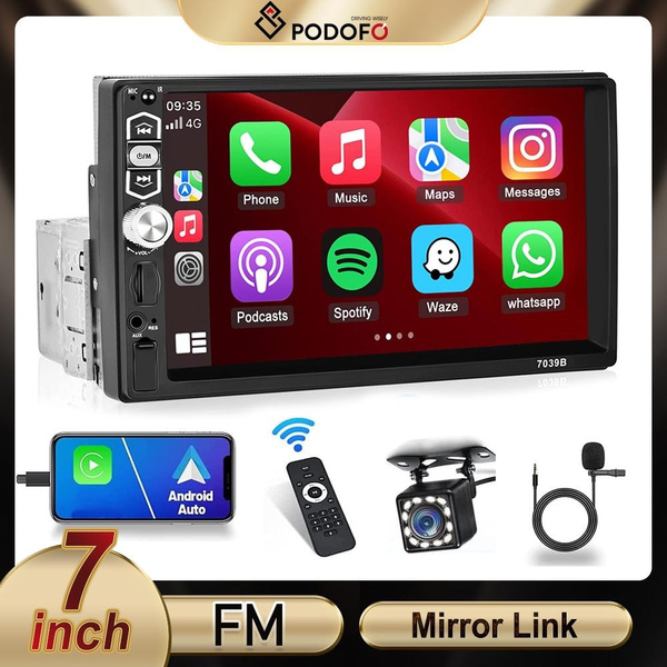 PODOFO Car Stereo Single Din with ćar-pláy & Android Auto Bluetooth 5.1 ...