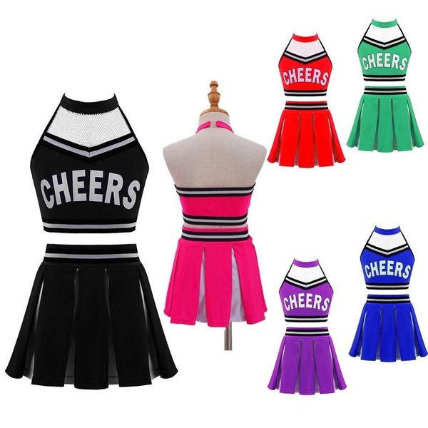 Big Girls Classic Cheerleading Team Uniform High Neck Crop Top with ...