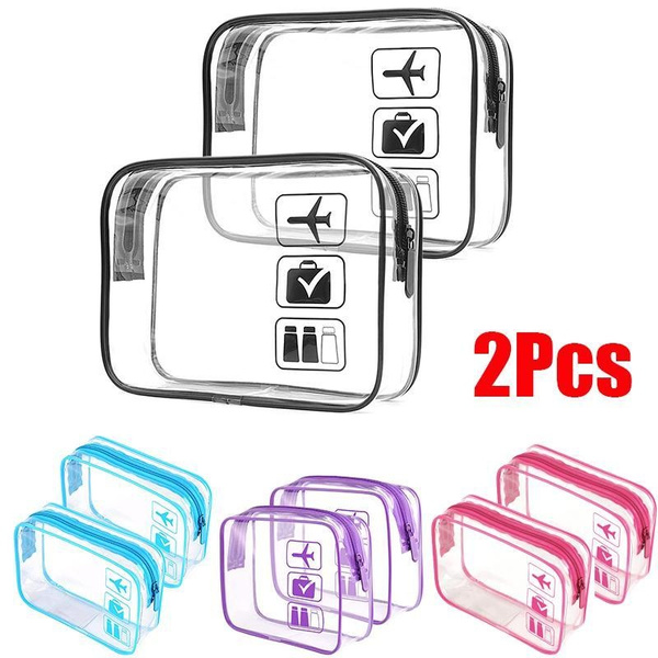 2Pcs/Set Clear Travel Toiletry Bag Quart Size Travel Bag Clear Airport
