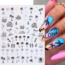 Summer, beachnailsticker, coconuttreenailsticker, Beauty