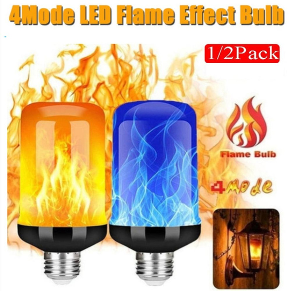 E27 LED Flame Effect Fire Light Bulbs 4 Modes Flickering Effect ...