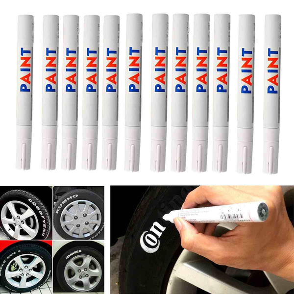 12Pcs White Waterproof Rubber Permanent Paint Marker Pen Car Tire