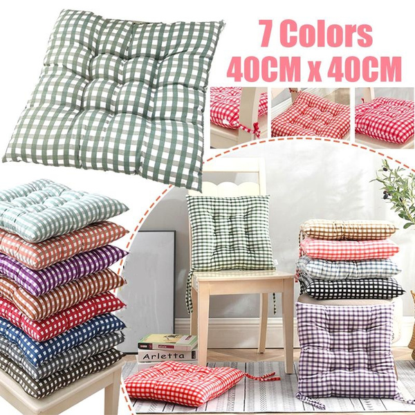 1/2PCS Plaid Pattern Dining Chair Cushions with Ties Soft Comfort Non-Slip  Square Seat Pads Buttocks Cushion for Kitchen Dining Office Living Room  Indoor Outdoor Garden Patio 40CM X 40CM
