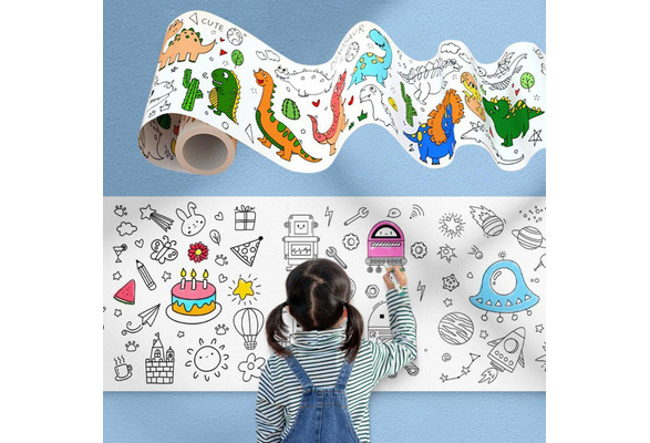 Children's Drawing Roll Sticky Color Filling Paper Graffiti Scroll Coloring  Paper Roll for Kids DIY Painting Educational Toys