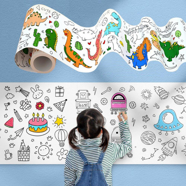 Children's Drawing Roll Sticky Color Filling Paper Graffiti Scroll