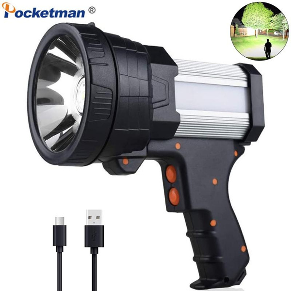 Super Bright Powerful Led Spotlight Flashlight USB Rechargeable