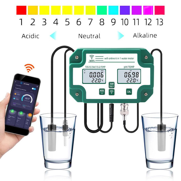 Homcoice PH Mètre 5 en 1 Salinité TDS EC Température, Testeur pH Piscine IP67 Étanche, 0,01 haute précision Testeur Qualité Eau PH Mètre Piscine électronique avec fonction ATC