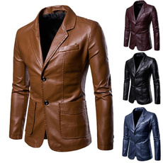 Casual Jackets, cardigan, leather, button