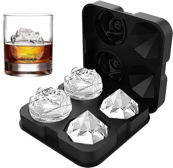 Silicone Ice Tray, Ice Mold, 3D Diamond Ice Cube Maker, Flexible