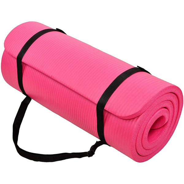 GoCloud 1 Extra Thick Exercise Yoga Mat with Carrying Strap, Pink