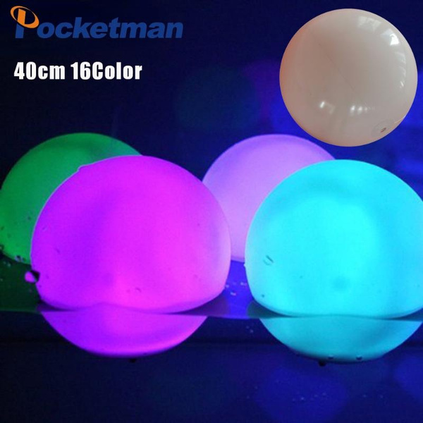 40CM LED Glowing Beach Ball Light 16 Colors Outdoor Waterproof Swimming