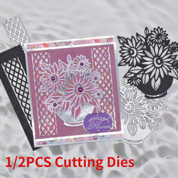 1/2PCS New Flowers Cutting Dies Lace Grid Frame Metal Die Cuts for DIY ...