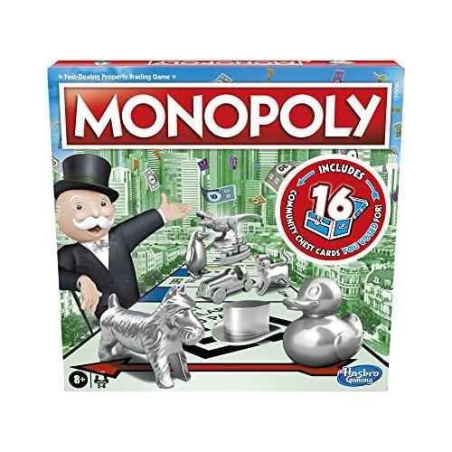 Monopoly Game, Family Board Game for 2 to 6 Players, Monopoly Board Game  for Kids Ages 8 and Up, Includes Fan Vote Community Chest Cards, Package  May