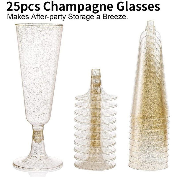 Disposable Plastic Wine Glass Party Wedding Champagne Flute Goblet Cocktail  Cup