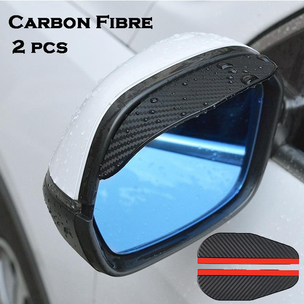 Universal Pair Side Mirror Rain & Sun Visor Shields - Flexible PVC Eyebrow Covers