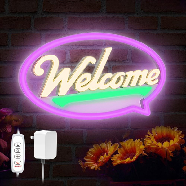 Wish welcome sign neon light decor