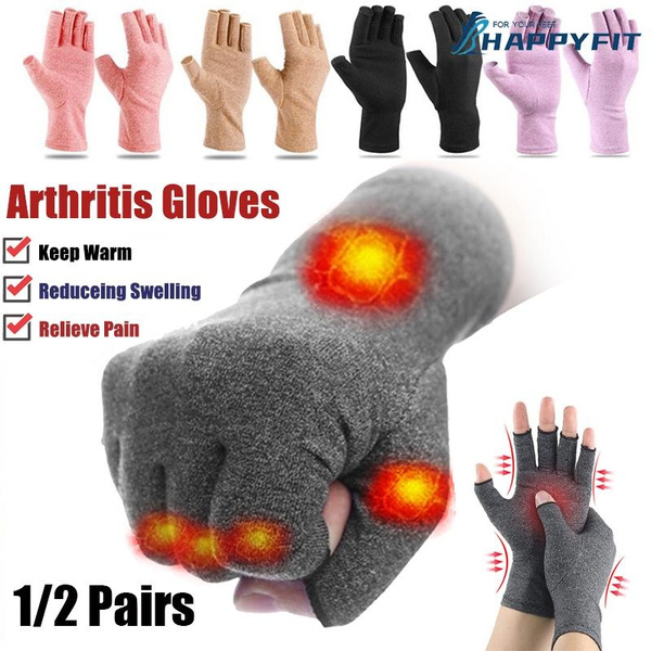 HAPPYFIT Compression Arthritis Gloves Fingerless Glove for Carpal