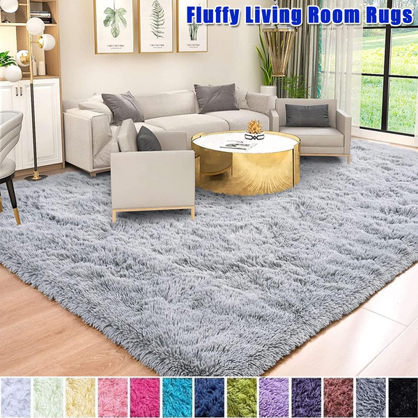 Super Soft Large Shaggy Fur Area Rug Grey for Bedroom Dorm Nursery Kids