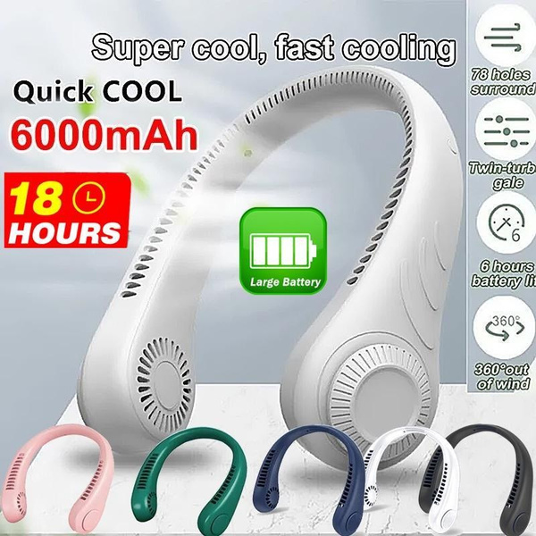 thumbnail image 2 of Personal Neck Fan With 6000mAh Battery - Bladeless Hands-Free Cooling Fan With 3 Speeds (Classic Black) 2 of 10