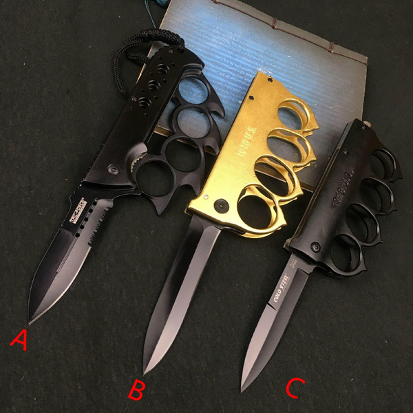 9.25" Knuckle Trench Tactical Spring Assisted Open Folding Pocket Knife