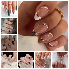 nail decoration, wearablefakenail, Flowers, nail tips
