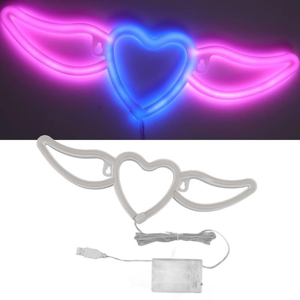 LED Neon Light Heart Shaped Wing Shape Neon Wall Light For Restaurants ...