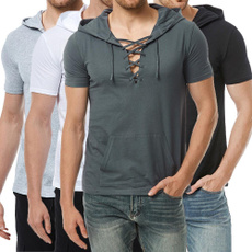 Mens T Shirt, hooded, Cotton T Shirt, solidcolortshirt