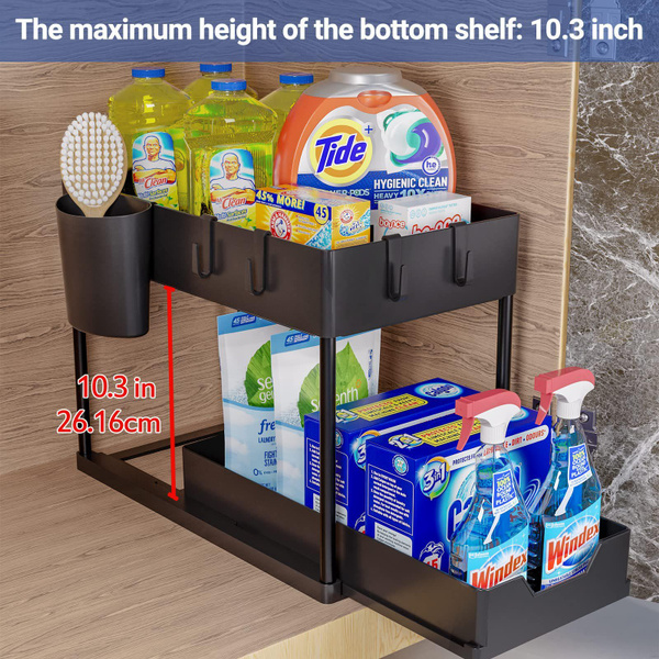 Kitchen Under Sink Storage Organizer 2 Tier Drawer Multipurpose Rack Under Sink Storage