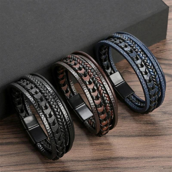 Classic Hand-Woven Leather Bracelet 19/21/23cm Multilayer Leather